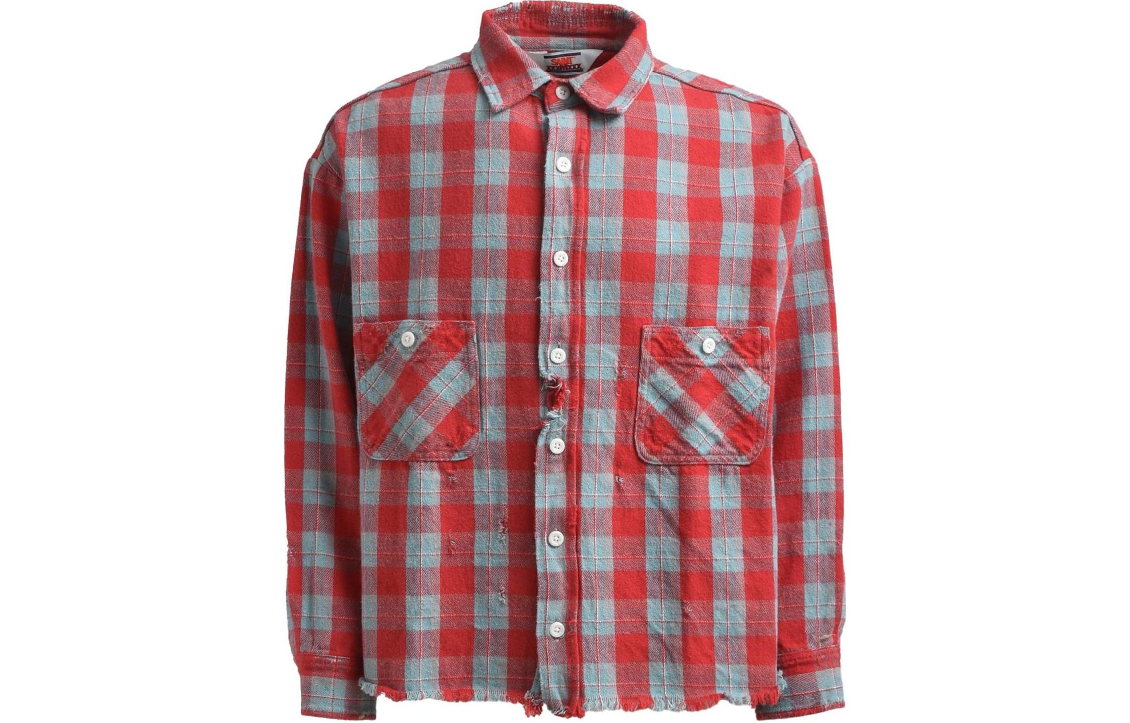 SAINT Mxxxxxx SS24  Red Plaid Button-Up Long Sleeve Shirt SM-YS8-0000-023