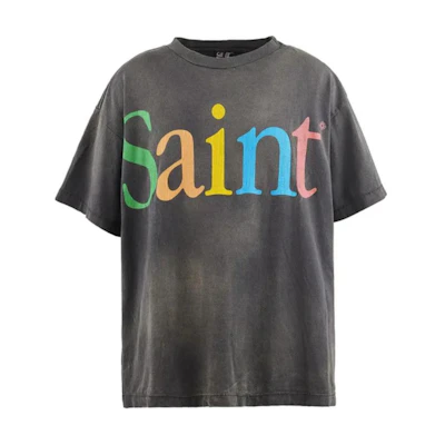 SAINT Mxxxxxx SS24 Angel Letter Graphic Unisex Purple T-Shirt. SM-YS8-0000-001