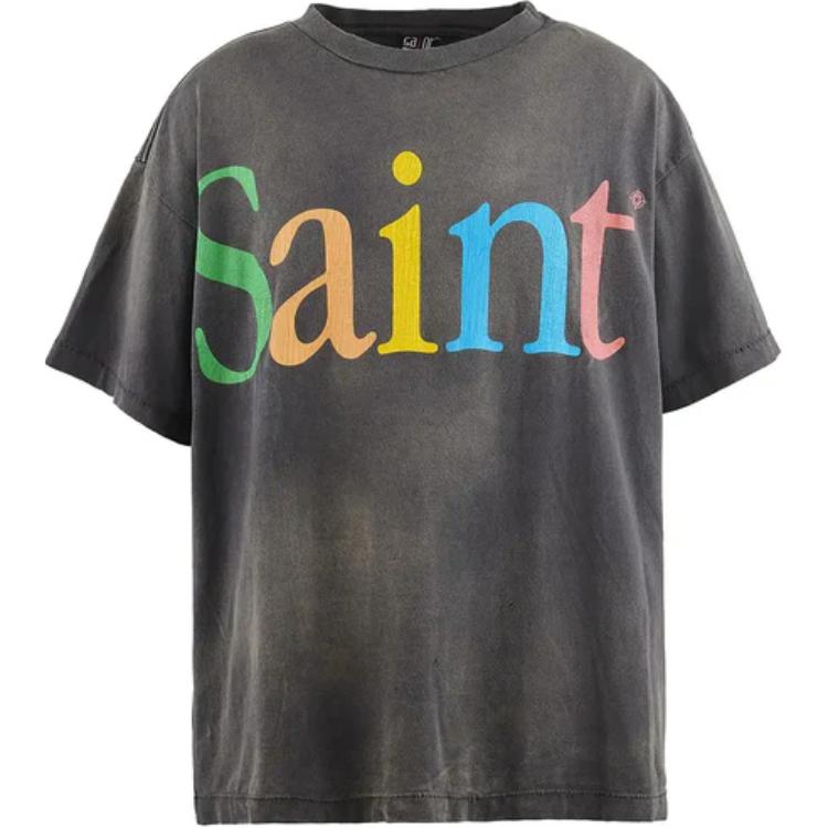 Order SAINT Mxxxxxx SS24 天使字母圖案紫色中性T恤 SM-YS8-0000-001