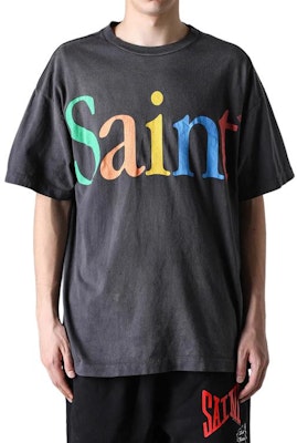 SAINT Mxxxxxx SS24 天使字母圖案紫色中性T恤 SM-YS8-0000-001 Lookbook SAINT Mxxxxxx SS24 天使字母圖案紫色中性T恤 SM-YS8-0000-001