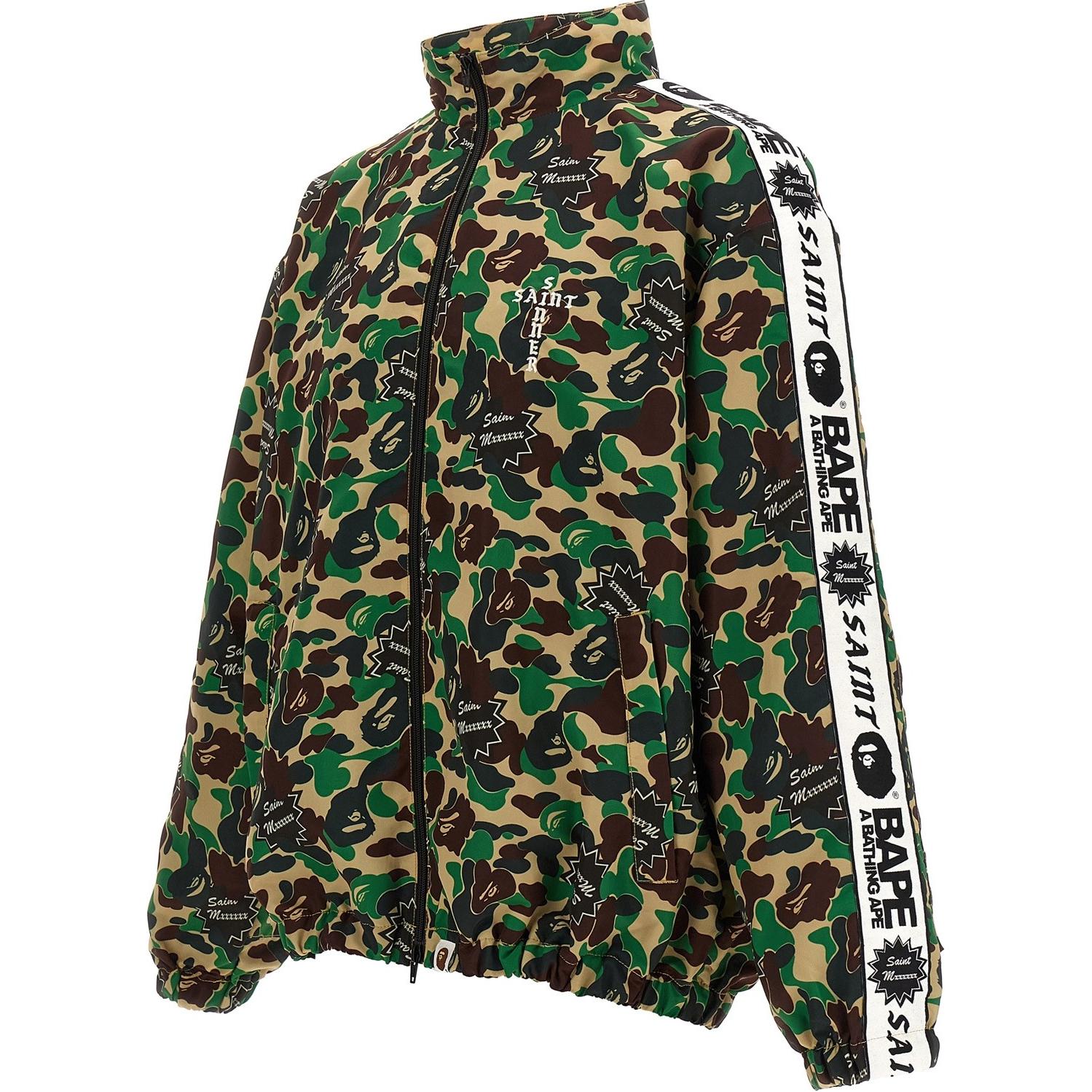 Shop SAINT Mxxxxxx SS24 Camouflage Full-Print High-Neck Zip Jacket SMYS80000C29CAMO