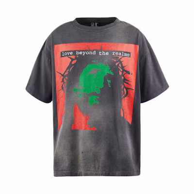 SAINT Mxxxxxx SS24 Character Print Unisex Black Short Sleeve T-Shirt. SM-YS8-0000-C23