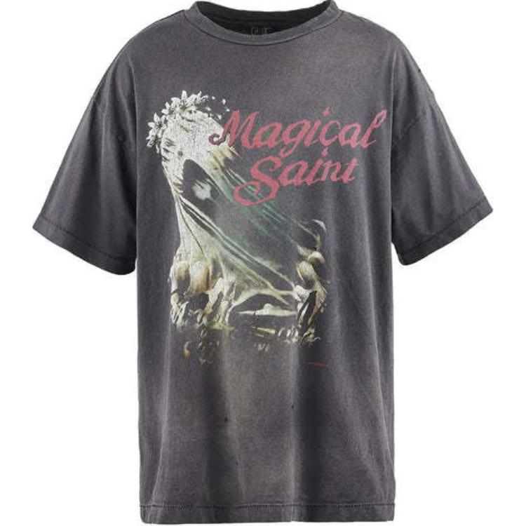SAINT Mxxxxxx SS24 Crown of Thorns Jesus Print Unisex Black T-Shirt. SM-YS8-0000-006