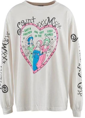 SAINT Mxxxxxx SS24 心型印花白色長袖圓領T恤 男女皆宜 SM--YS8-0000-020 Buy SAINT Mxxxxxx SS24 心型印花白色長袖圓領T恤 男女皆宜 SM--YS8-0000-020