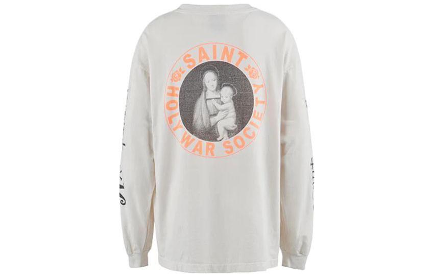 Lookbook SAINT Mxxxxxx SS24 心型印花白色長袖圓領T恤 男女皆宜 SM--YS8-0000-020