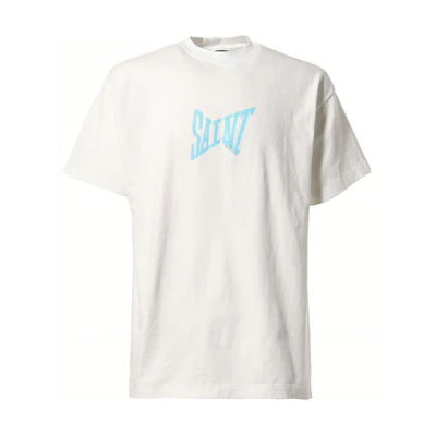 SAINT Mxxxxxx SS24 Letter Crewneck Short Sleeve Tee White Blue SM-YS8-0000-012
