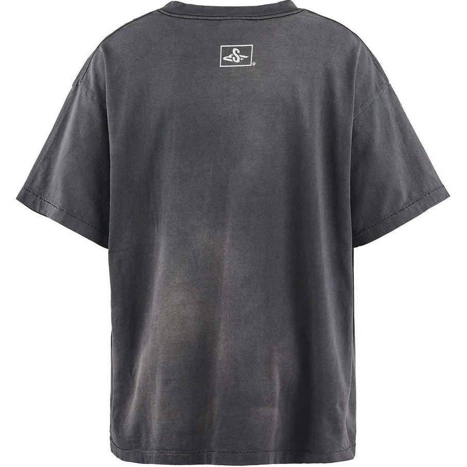 Lookbook SAINT Mxxxxxx SS24 標誌印花男女黑色圓領T恤 SM-YS8-0000-003