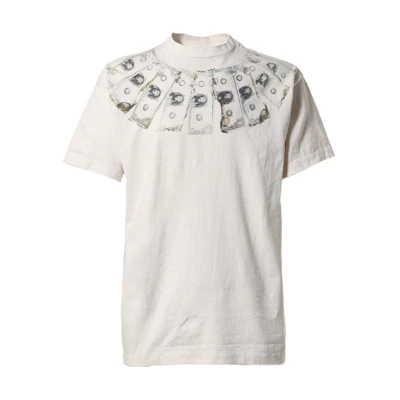 SAINT Mxxxxxx SS24 Printed Mock Neck Short Sleeve T-Shirt White Mens. SM-YS8-0000-010