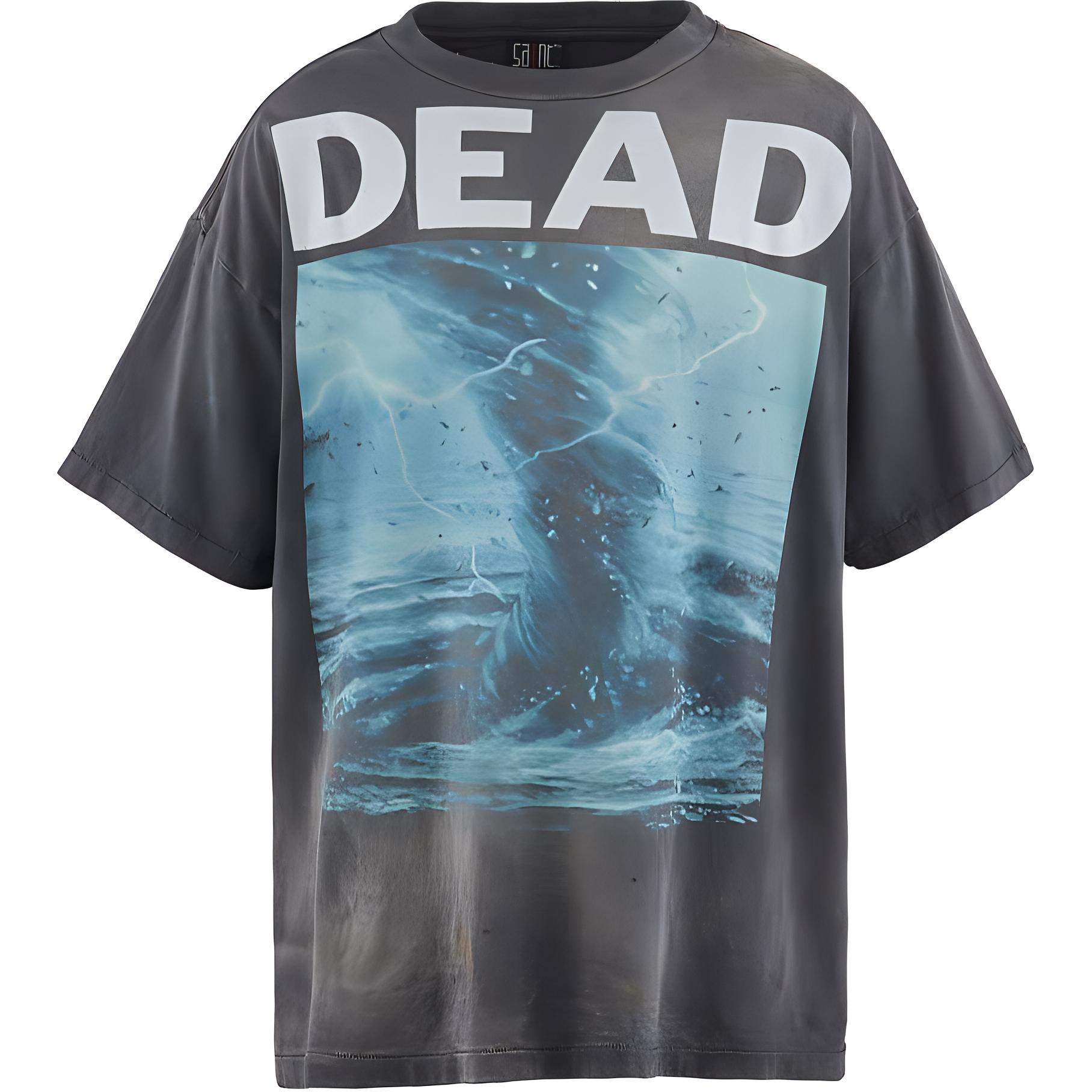 SAINT Mxxxxxx SS24 Retro Letter Print Unisex Short Sleeve Tee Black. SM-YS8-0000-004