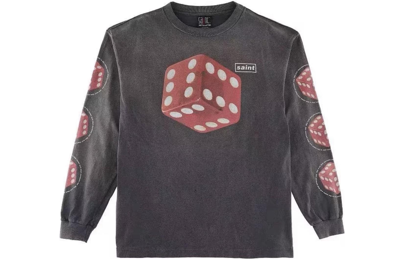 SAINT Mxxxxxx Vintage Dice Graphic Distressed Sweatshirt Carbon Grey (). Sm-s23-0000-030