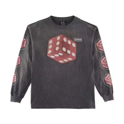 SAINT Mxxxxxx Vintage Dice Graphic Distressed Sweatshirt Carbon Grey (). Sm-s23-0000-030