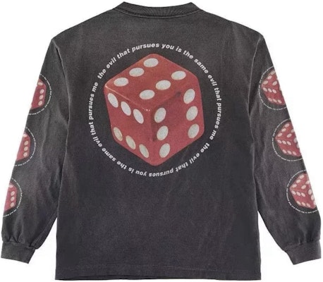 SAINT Mxxxxxx 復古骰子圖案刷舊風格長袖上衣 碳灰色 (). Sm-s23-0000-030 Lookbook SAINT Mxxxxxx 復古骰子圖案刷舊風格長袖上衣 碳灰色 (). Sm-s23-0000-030