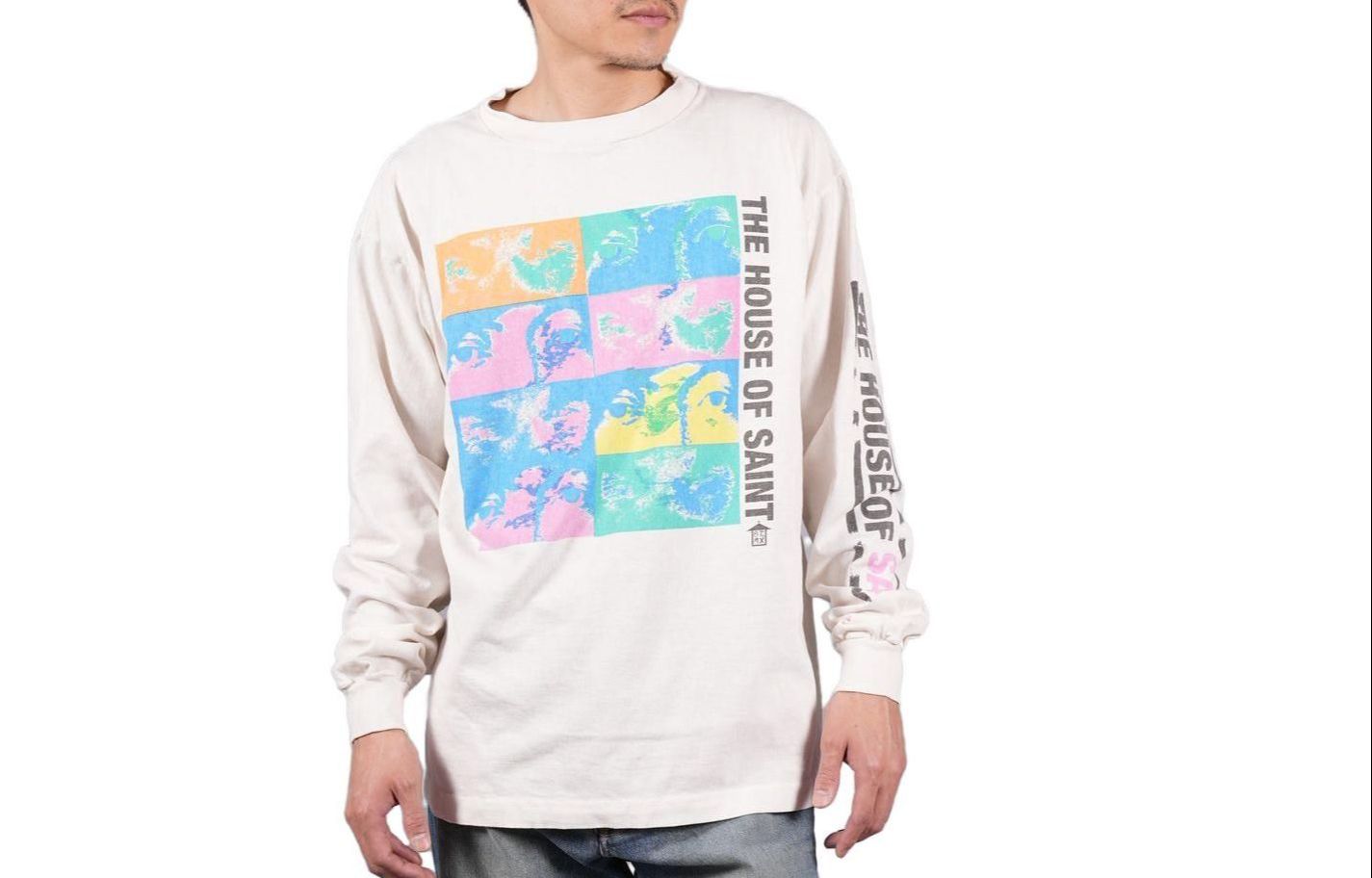 SAINT Mxxxxxx White Solid Color Crewneck Long Sleeve Sweatshirt SM-S23-0000-035