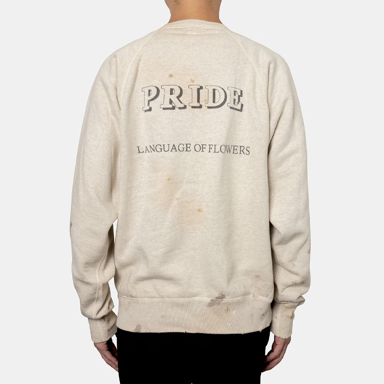 Shop SAINT Mxxxxxx 白色中性圓領長袖套頭衛衣 SM-A21-0000-029