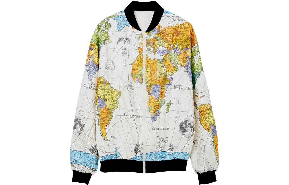 SAINT Mxxxxxx World Map Print White Long Sleeve Jacket Unisex S23-084-4