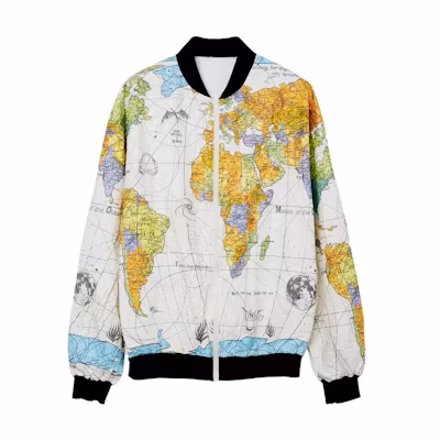 SAINT Mxxxxxx World Map Print White Long Sleeve Jacket Unisex S23-084-4