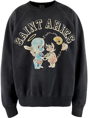SAINT Mxxxxxx x Aries FW23 Graphic Print Unisex Crewneck Sweatshirt Black SM-A23-0000-C01 Buy SAINT Mxxxxxx x Aries FW23 Graphic Print Unisex Crewneck Sweatshirt Black SM-A23-0000-C01