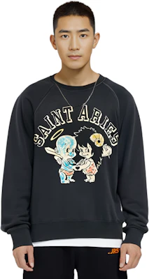 SAINT Mxxxxxx x Aries FW23 Graphic Print Unisex Crewneck Sweatshirt Black SM-A23-0000-C01 Lookbook SAINT Mxxxxxx x Aries FW23 Graphic Print Unisex Crewneck Sweatshirt Black SM-A23-0000-C01