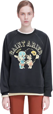 SAINT Mxxxxxx x Aries FW23 Graphic Print Unisex Crewneck Sweatshirt Black SM-A23-0000-C01 Details for SAINT Mxxxxxx x Aries FW23 Graphic Print Unisex Crewneck Sweatshirt Black SM-A23-0000-C01