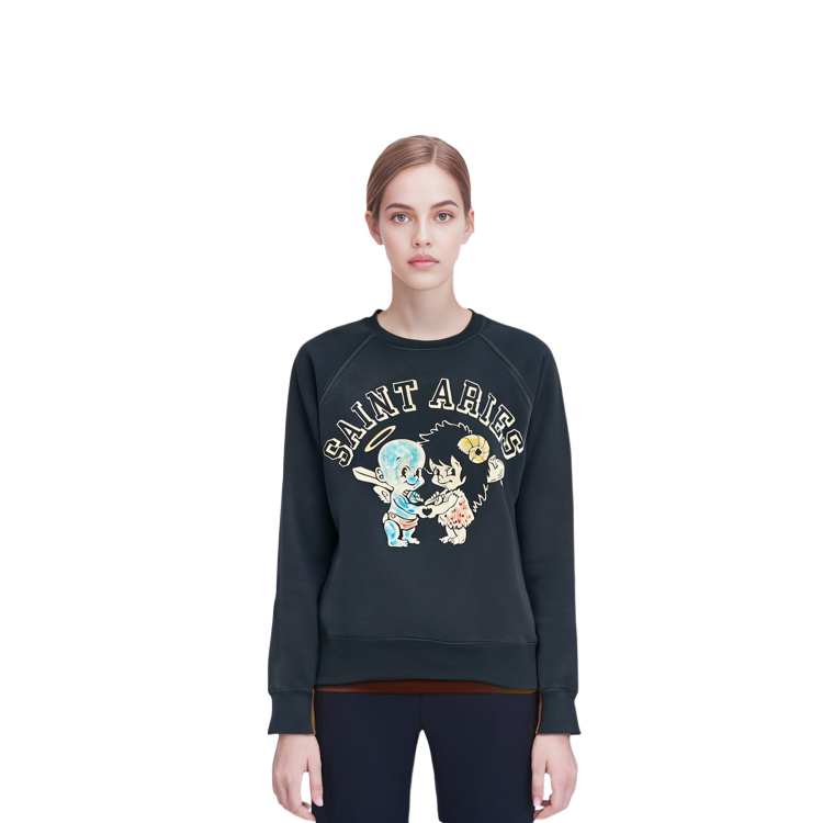 Sizing SAINT Mxxxxxx x Aries FW23 Graphic Print Unisex Crewneck Sweatshirt Black SM-A23-0000-C01