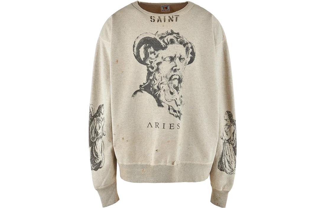 SAINT Mxxxxxx x Aries FW23 Letter Print Crewneck Sweatshirt Unisex White SM-A23-0000-C02