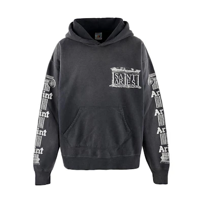 SAINT Mxxxxxx Aries FW23 Logo Hoodie Black Unisex Collaboration. SM-A23-0000-C03