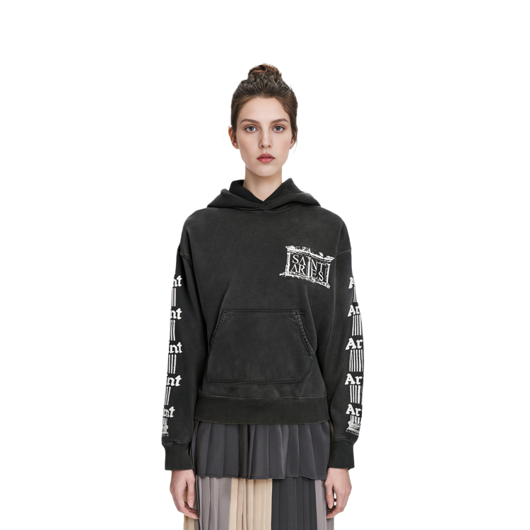 Purchase SAINT Mxxxxxx x Aries FW23 联名款黑色Logo连帽衫男女同款。 SM-A23-0000-C03