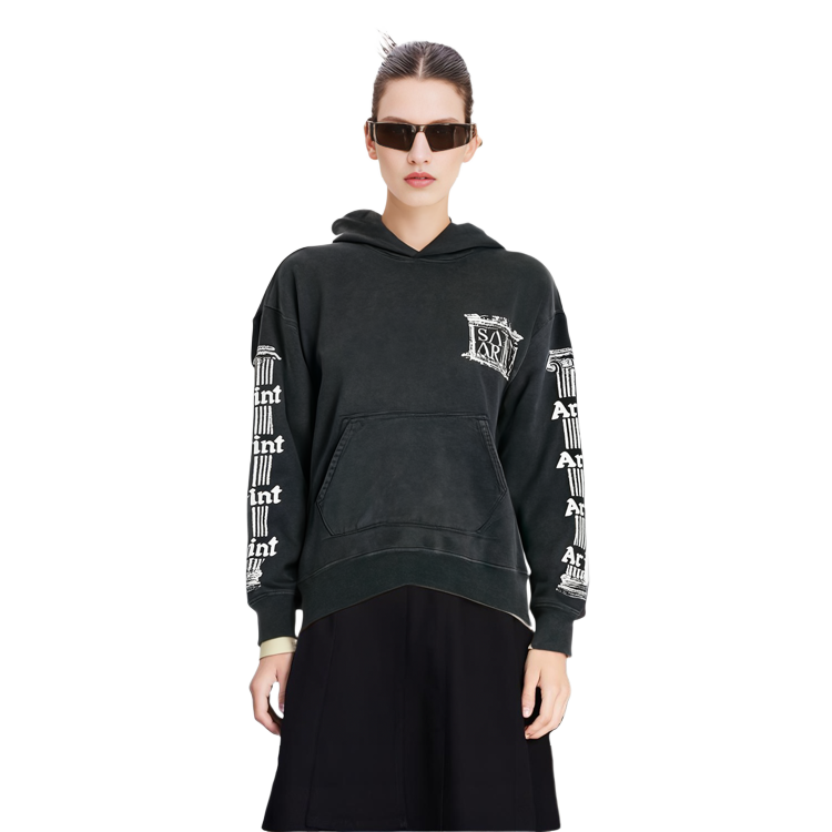 Details for SAINT Mxxxxxx x Aries FW23 联名款黑色Logo连帽衫男女同款。 SM-A23-0000-C03