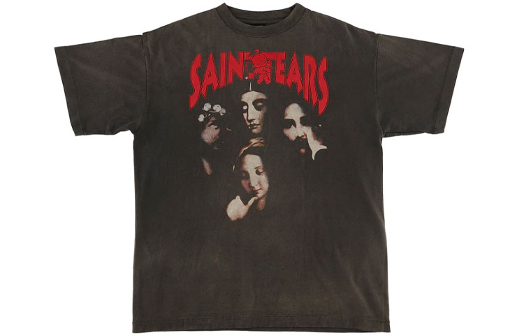 Order SAINT Mxxxxxx x Denim Tears 棕色字母印花短袖T恤 男款。 SM-S22-0000-064