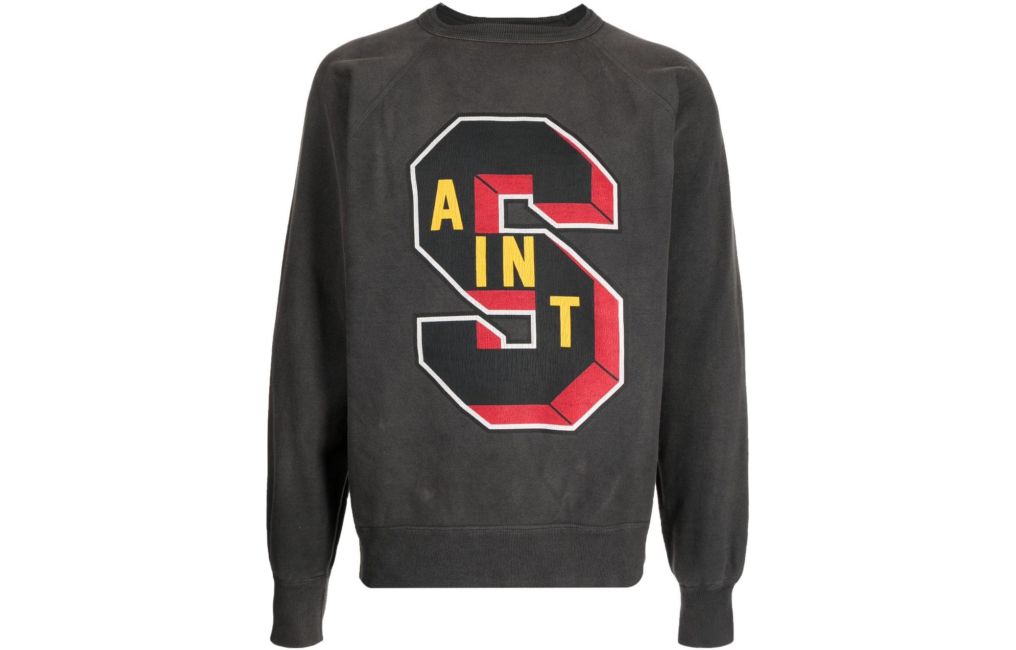 SAINT Mxxxxxx Denim Tears Collab Letter Print Crewneck Sweatshirt Black Mens. SMA220000050