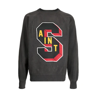 SAINT Mxxxxxx Denim Tears Collab Letter Print Crewneck Sweatshirt Black Mens. SMA220000050