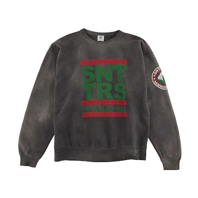 SAINT Mxxxxxx Denim Tears Letter Print Crewneck Sweatshirt Grey Black Men SM-A21-0000-050