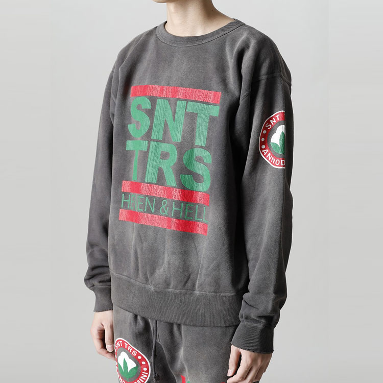 SAINT Mxxxxxx Denim Tears Letter Print Crewneck Sweatshirt Grey Black Men SM-A21-0000-050 圖 6