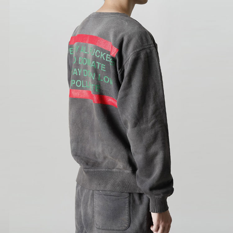 SAINT Mxxxxxx Denim Tears Letter Print Crewneck Sweatshirt Grey Black Men SM-A21-0000-050 圖 10