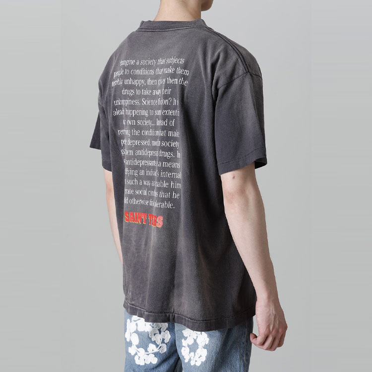 Sizing SAINT Mxxxxxx x Denim Tears SS22 棕色圖案印花男女短袖T恤。 SM-S22-0000-063