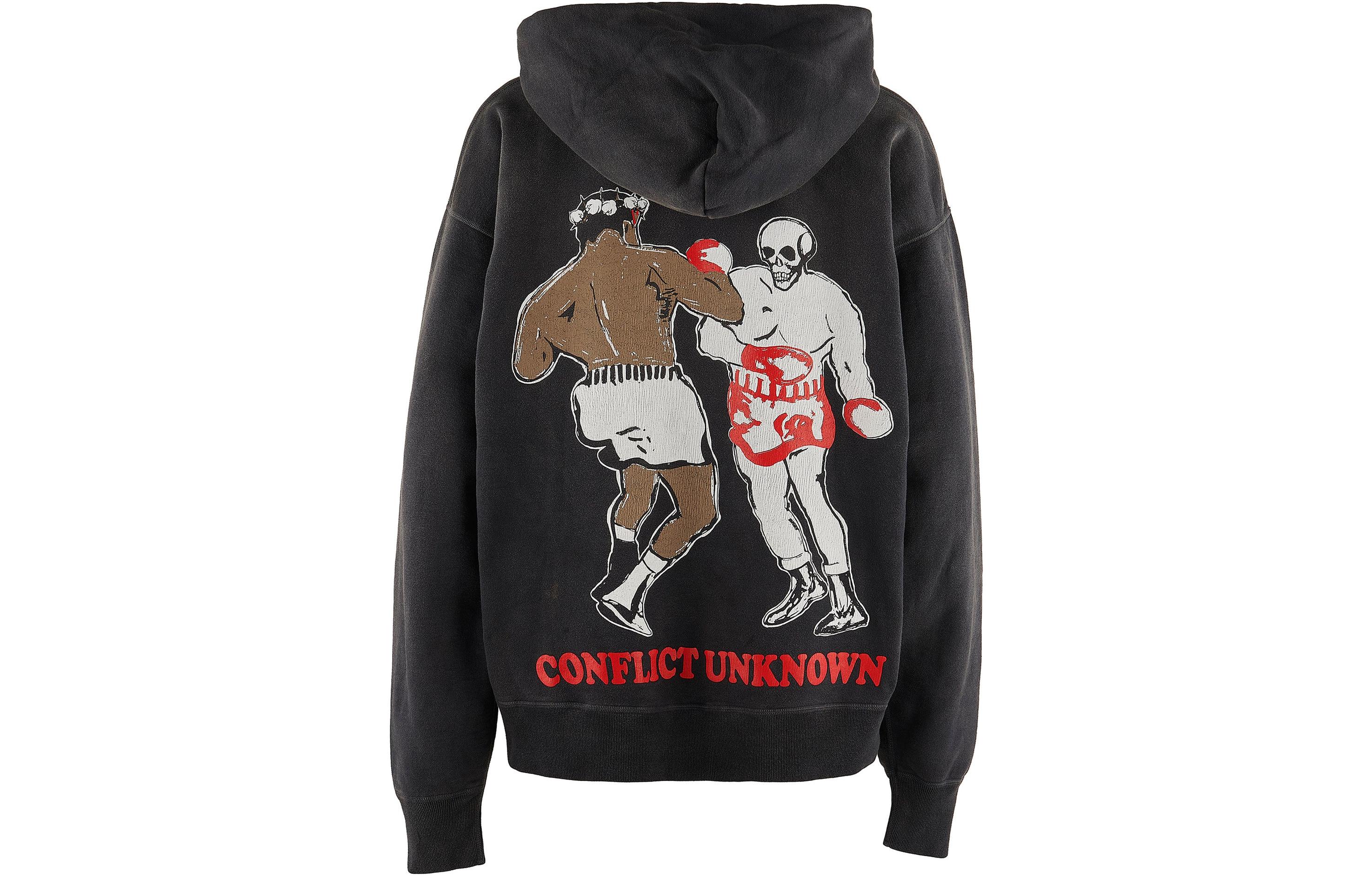 Lookbook SAINT Mxxxxxx x Denim Tears SS24 黑色圖案連帽衫 男款 SM-YS8-0000-C03