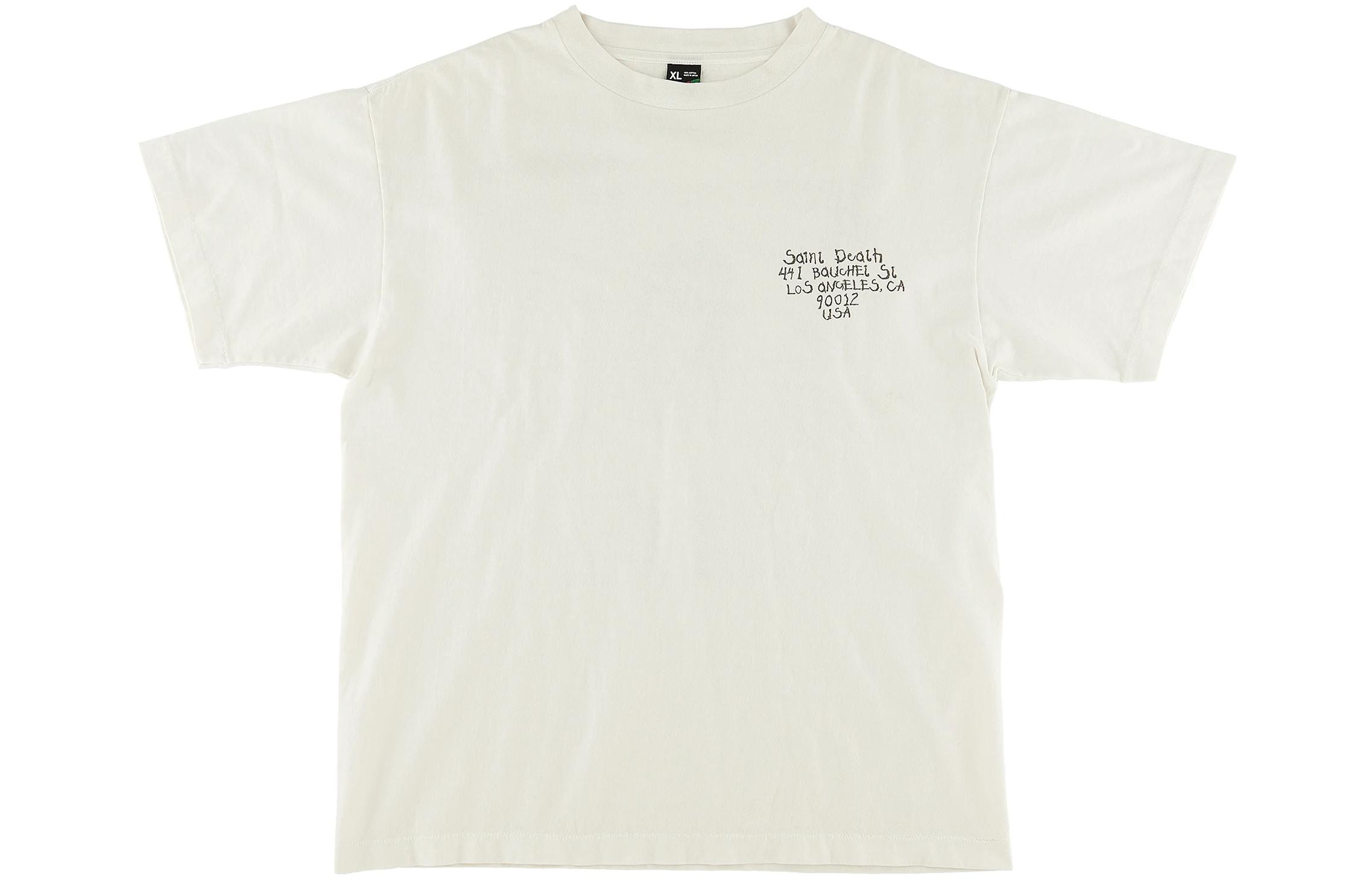 Order 聖Mxxxxxx x Denim Tears 白色圖案男女通用圓領T恤。 SM-S22-0000-061