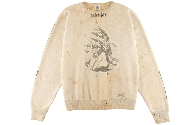 SAINT Mxxxxxx x Evangelion FW21 Vintage Graphic Brown Cartoon Sweatshirt Unisex SM-A21-0000-055