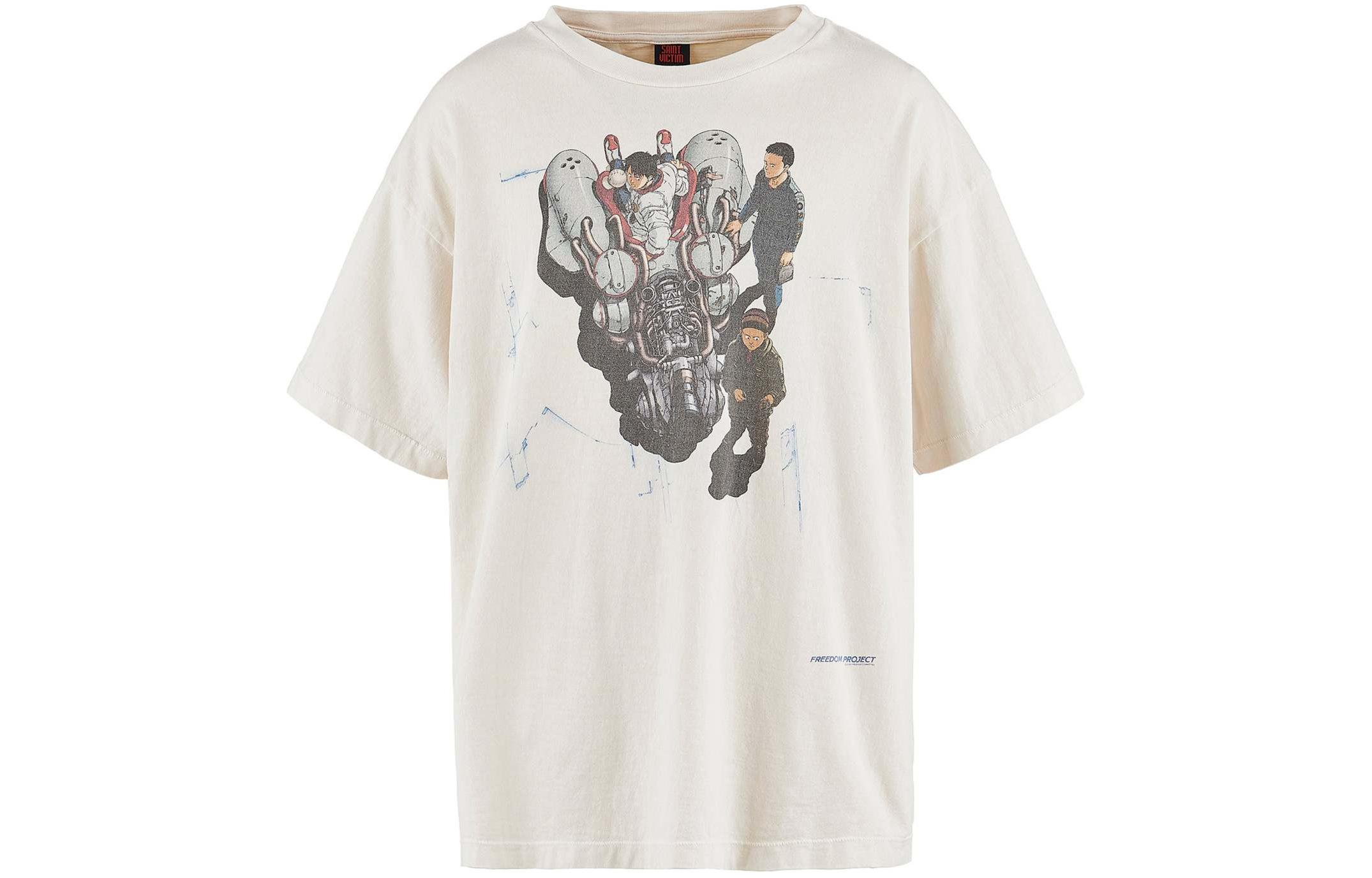 SAINT Mxxxxxx x FREEDOM Cartoon Graphic White Unisex Crewneck T-Shirt. SM-YS8-0000-C21