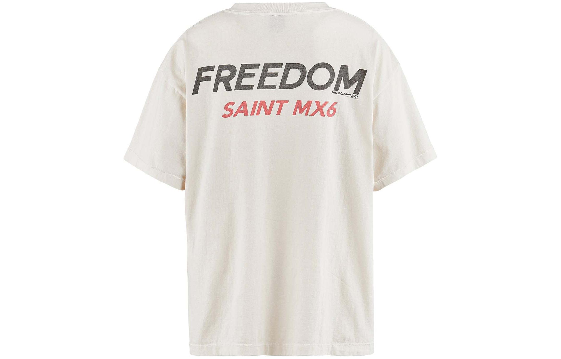 Lookbook SAINT Mxxxxxx x FREEDOM 卡通圖案白色中性圓領T恤 SM-YS8-0000-C21
