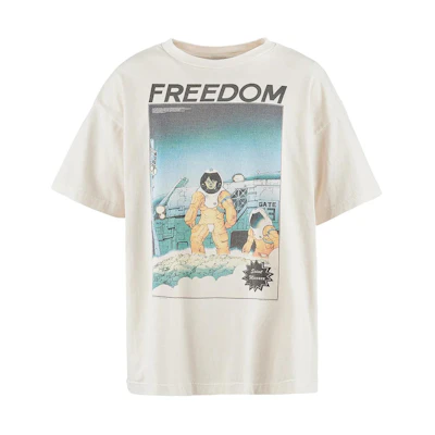 SAINT Mxxxxxx FREEDOM SS24 Astronaut Graphic Unisex Beige Crewneck T-Shirt. SM-YS8-0000-C22