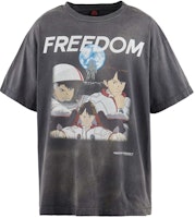SAINT Mxxxxxx x FREEDOM SS24 Cartoon Print Unisex Black Crewneck T-Shirt. SM-YS8-0000-C19 SAINT Mxxxxxx x FREEDOM SS24 Cartoon Print Unisex Black Crewneck T-Shirt. SM-YS8-0000-C19