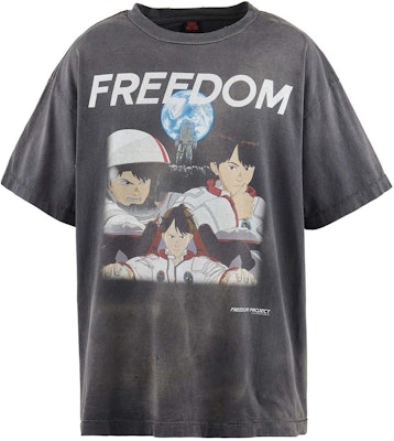 SAINT Mxxxxxx x FREEDOM SS24 卡通印花男女黑色圓領T恤. SM-YS8-0000-C19 Order SAINT Mxxxxxx x FREEDOM SS24 卡通印花男女黑色圓領T恤. SM-YS8-0000-C19