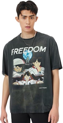 SAINT Mxxxxxx x FREEDOM SS24 卡通印花男女黑色圓領T恤. SM-YS8-0000-C19 Shop SAINT Mxxxxxx x FREEDOM SS24 卡通印花男女黑色圓領T恤. SM-YS8-0000-C19