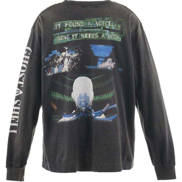 SAINT Mxxxxxx x Ghost in the Shell Collab Graphic Long Sleeve Tee Unisex Black SM-YS1-0000-C34