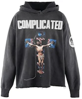 SAINT Mxxxxxx x Kosuke Kawamura FW23 Washed Distressed Cross Hoodie Black Unisex SM-A23-0000-C20 SAINT Mxxxxxx x Kosuke Kawamura FW23 Washed Distressed Cross Hoodie Black Unisex SM-A23-0000-C20