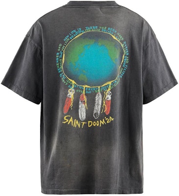 SAINT Mxxxxxx x LASTMAN SS24 羽毛卡通印花黑色男女短袖T恤 SM-YS8-0000-C43 Lookbook SAINT Mxxxxxx x LASTMAN SS24 羽毛卡通印花黑色男女短袖T恤 SM-YS8-0000-C43