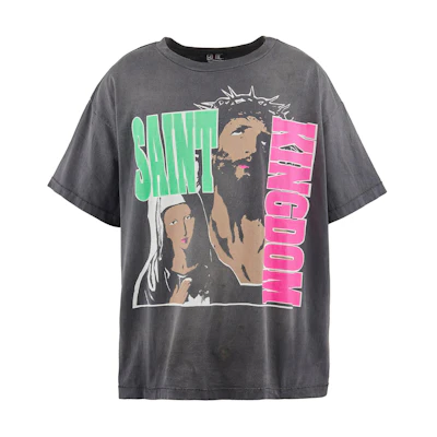 SAINT Mxxxxxx LASTMAN SS24 Graphic Print Unisex Black Crewneck T-Shirt. SM-YS8-0000-C45