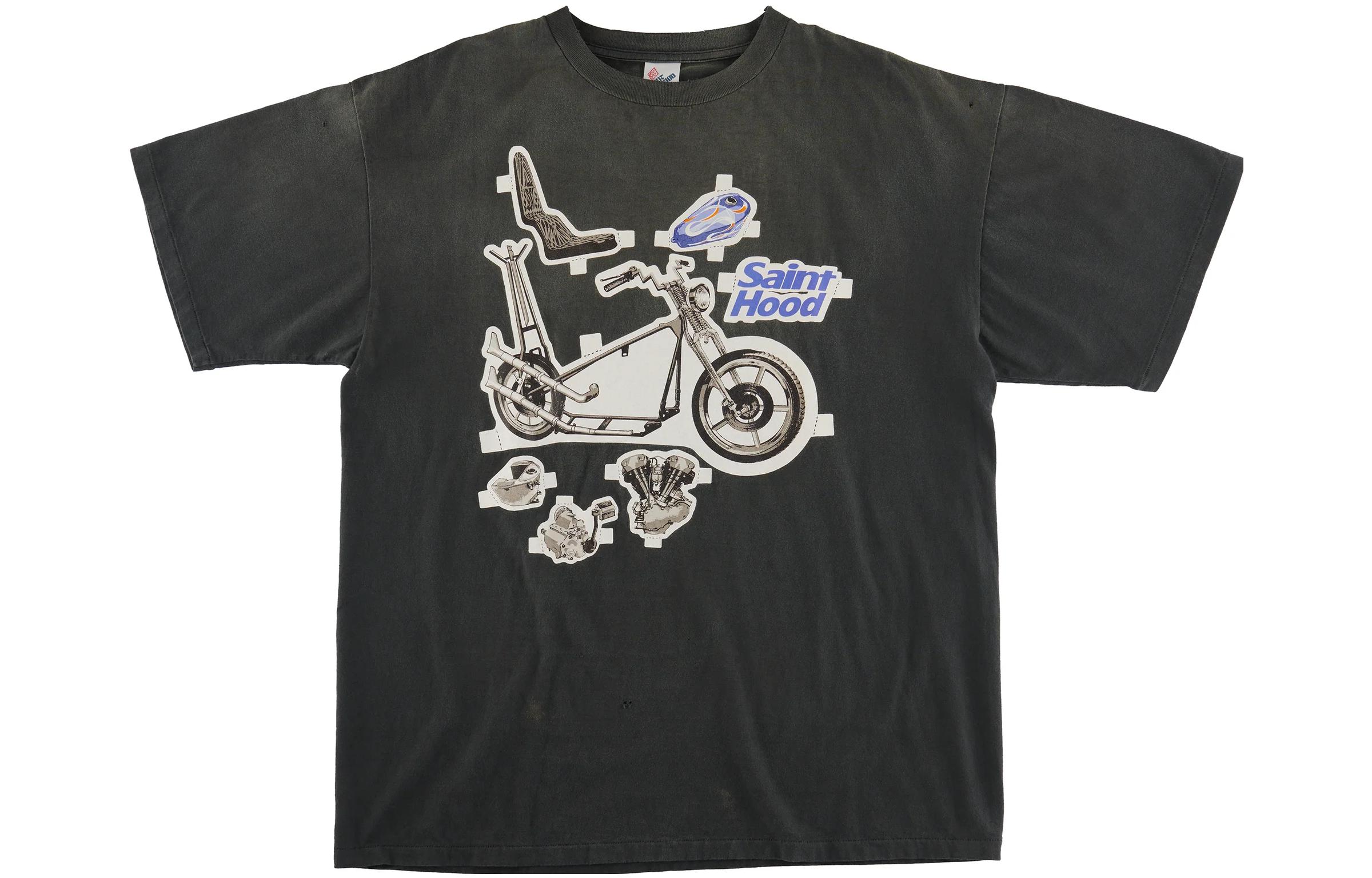 SAINT Mxxxxxx x NEIGHBORHOOD Letter Print Motorcycle T-Shirt Black (). SM-S23-0000-114