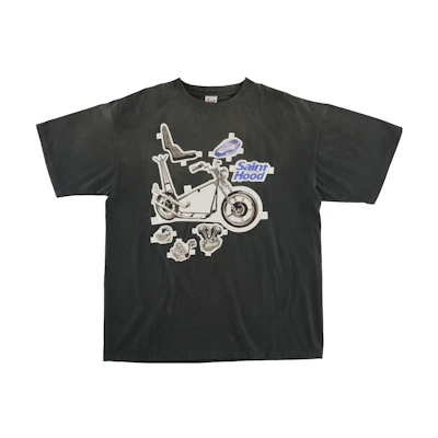SAINT Mxxxxxx NBHD Letter Print Motorcycle T-Shirt Black (). SM-S23-0000-114